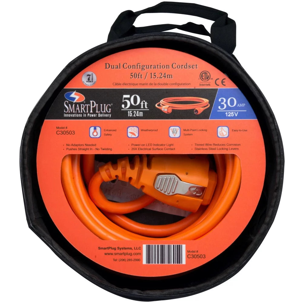 30 Amp 50' Marine Cordset with White Inlet D83577