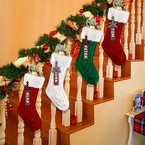 6 Pack Christmas Stockings, 18 Inches Cable Knitted with Name Tags R814643