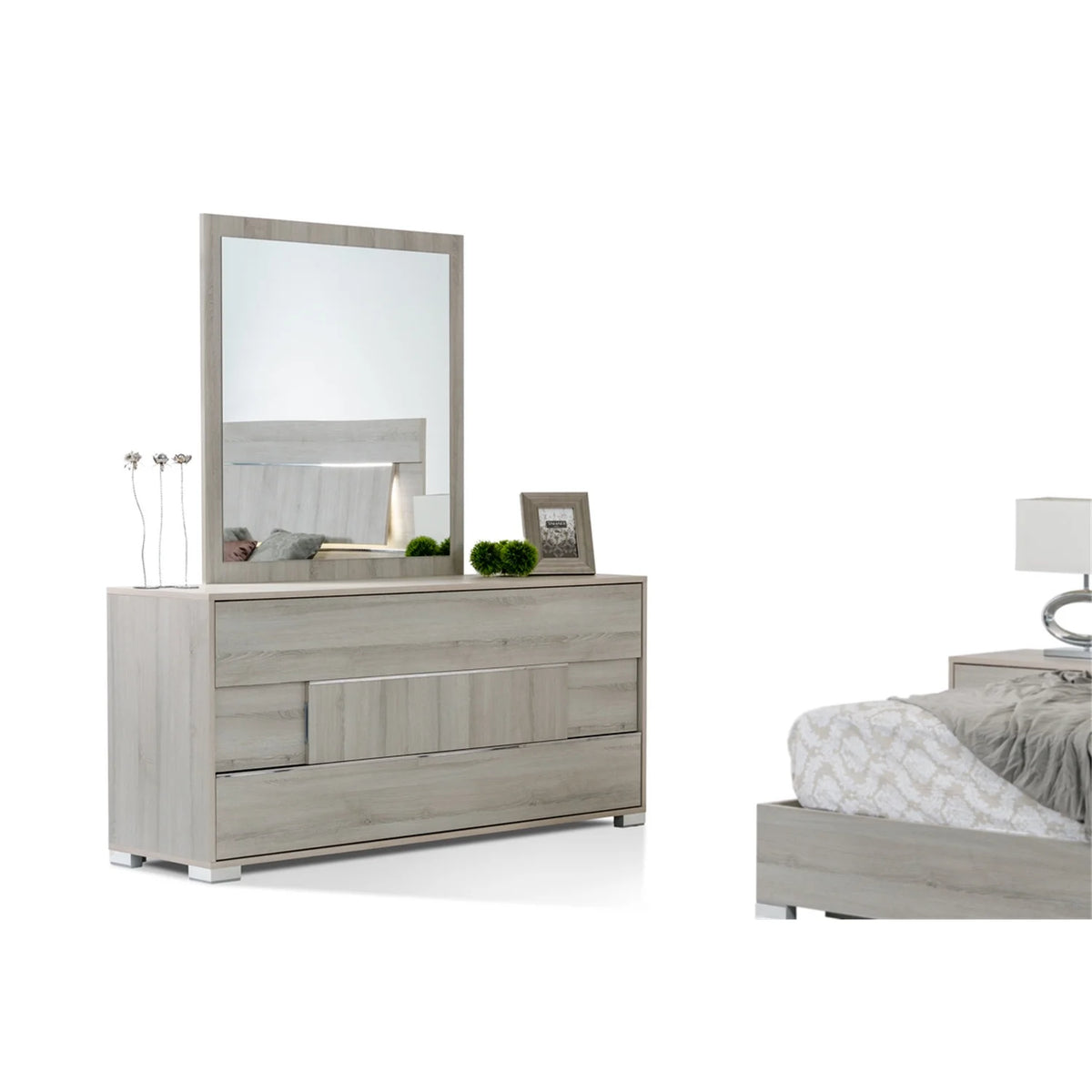 30-inch Grey Veneer MDF Dresser V40088
