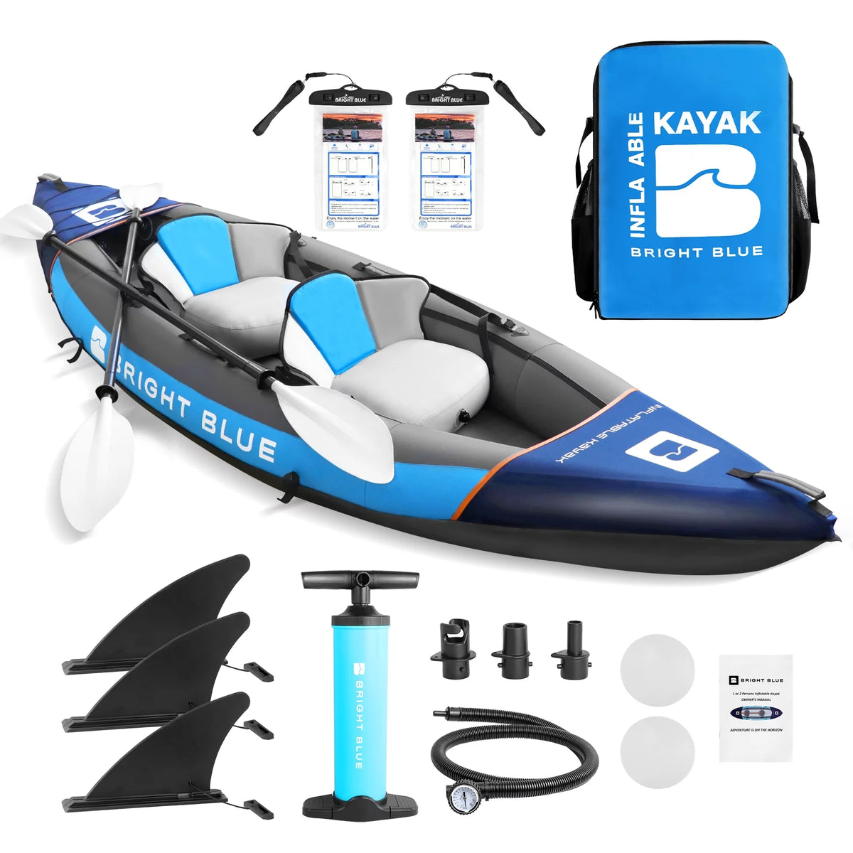 2 Person Inflatable Kayak Blue B7601