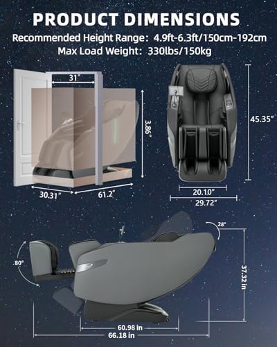 3D Full Body Massage Chair Zero Gravity Heat Grey B4577