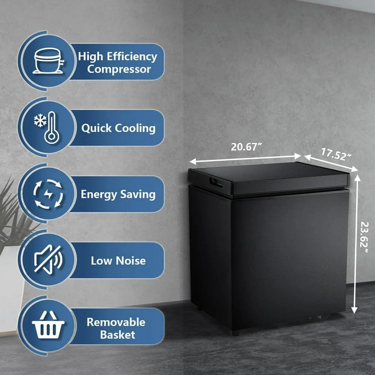 1.8 Cu.ft Black Compact Freezer R4497