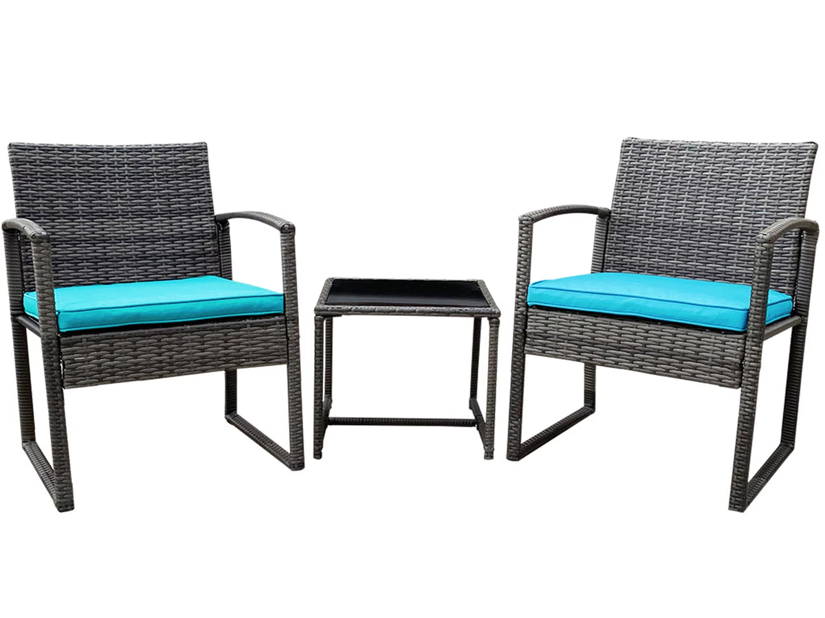 3-Piece Rattan Outdoor Furniture Set with Glass Coffee Table B118326