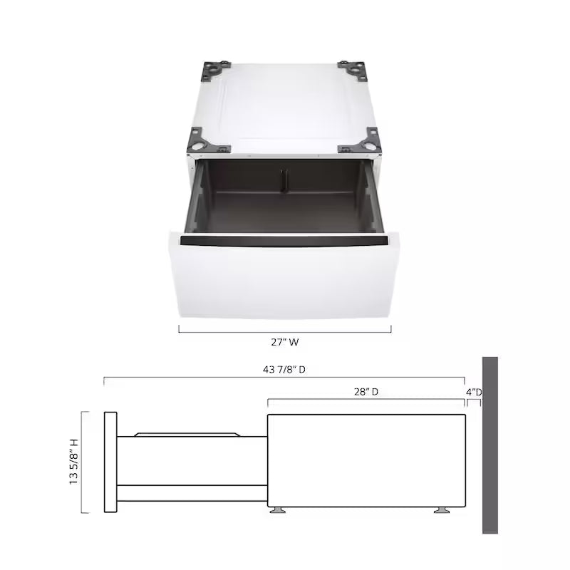 27 in. White Laundry Pedestal with Storage Drawer A304077