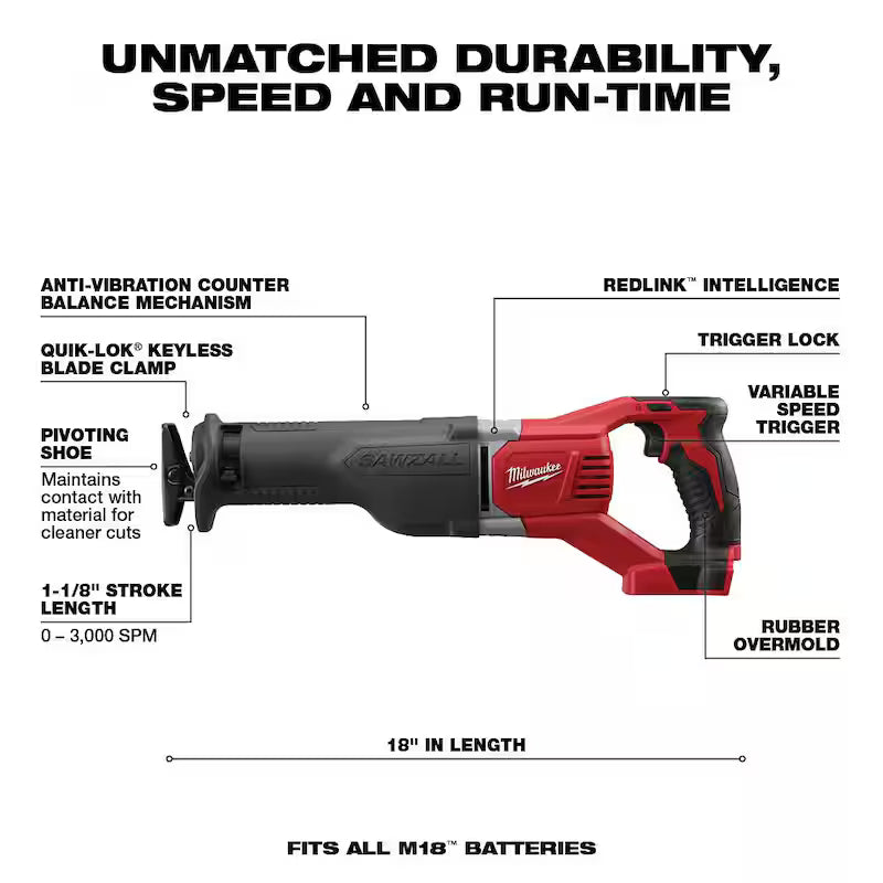18V Cordless Reciprocating Saw with Blade Set S7431