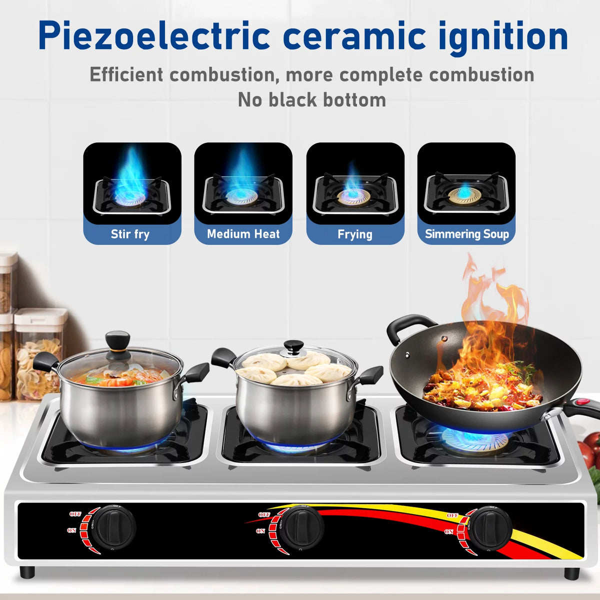 3 Burner Stainless Steel Portable Camping Gas Stove U173195