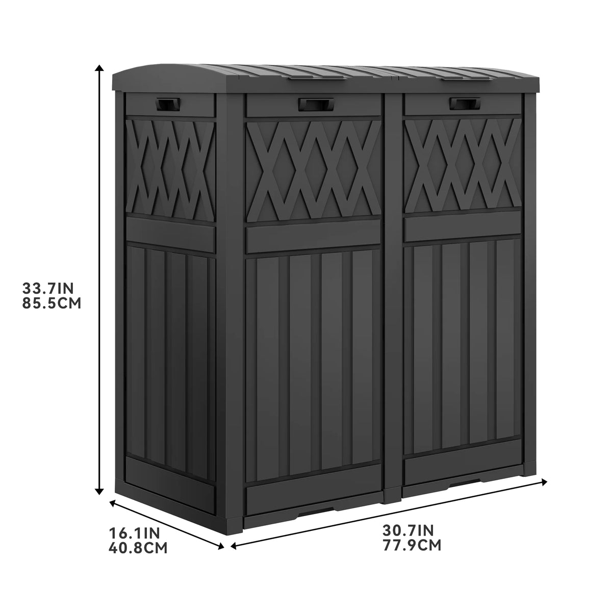 62-Gallon Outdoor Resin Trash Bins, Garbage Dual Can with Tiered Lid and Drip Tray, Black T7712