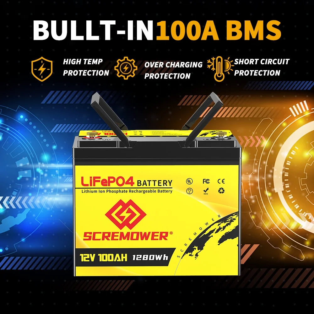 12V 100Ah LiFePO4 Lithium Battery 100A BMS C60927