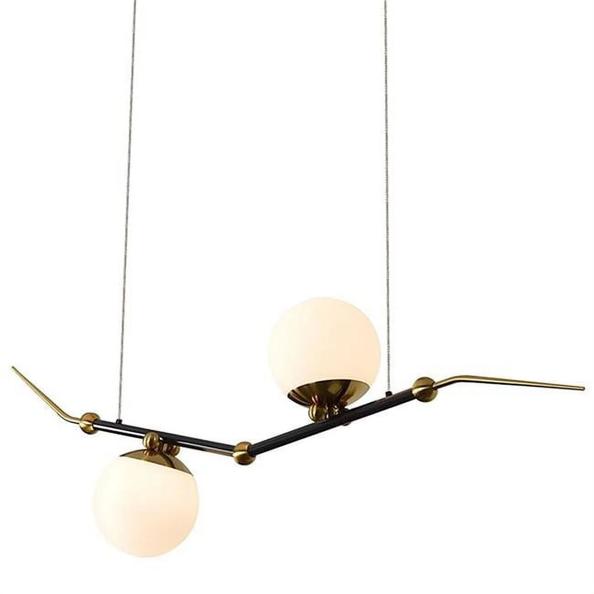 Antique Brass LED Linear Chandelier with 2 Glass Shade J1891