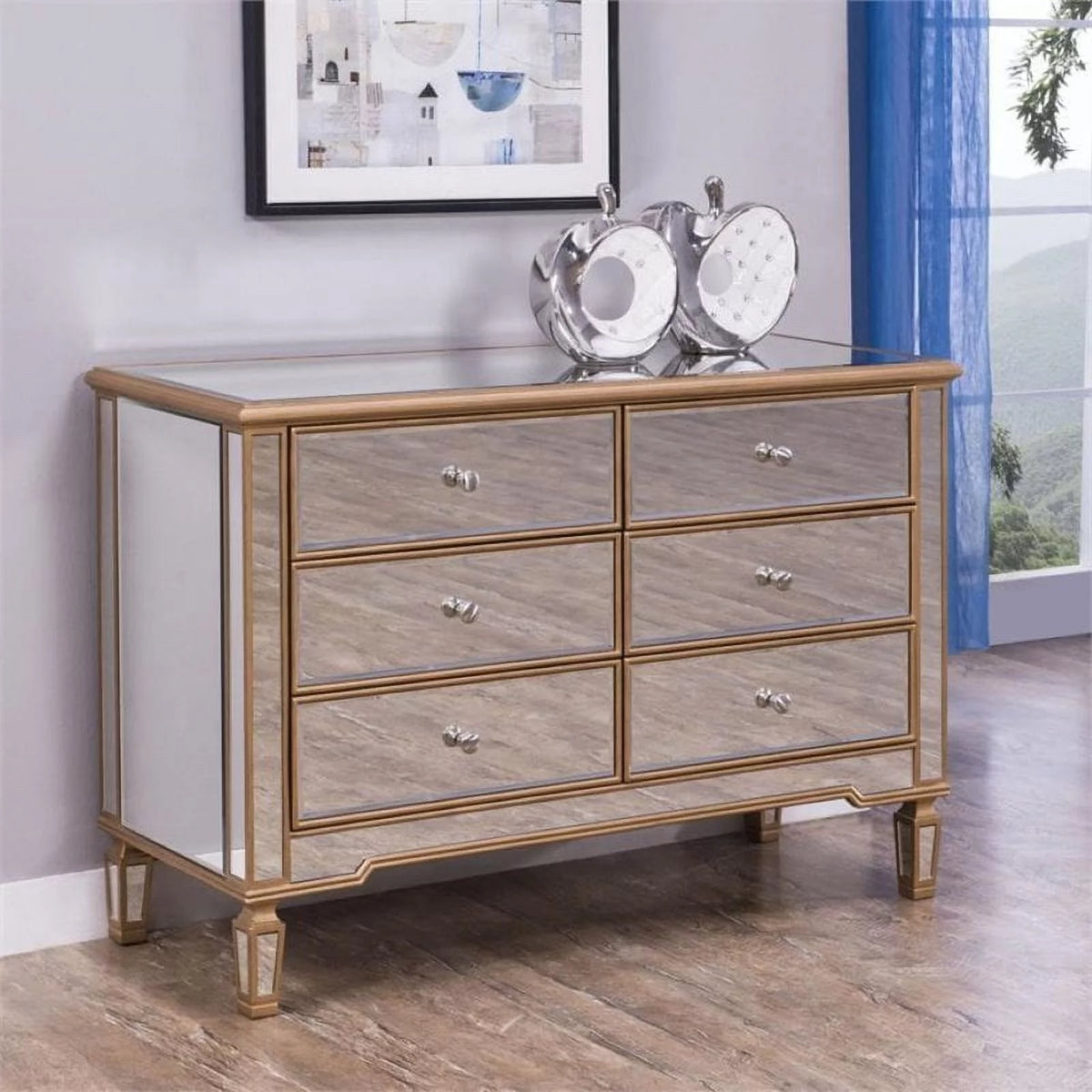 6 Drawer Gold Dresser H468