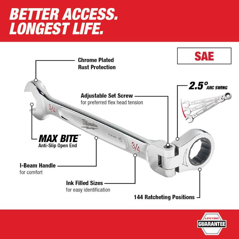 7-Piece Flex-Head Ratcheting Combination Wrench Set SAE E799