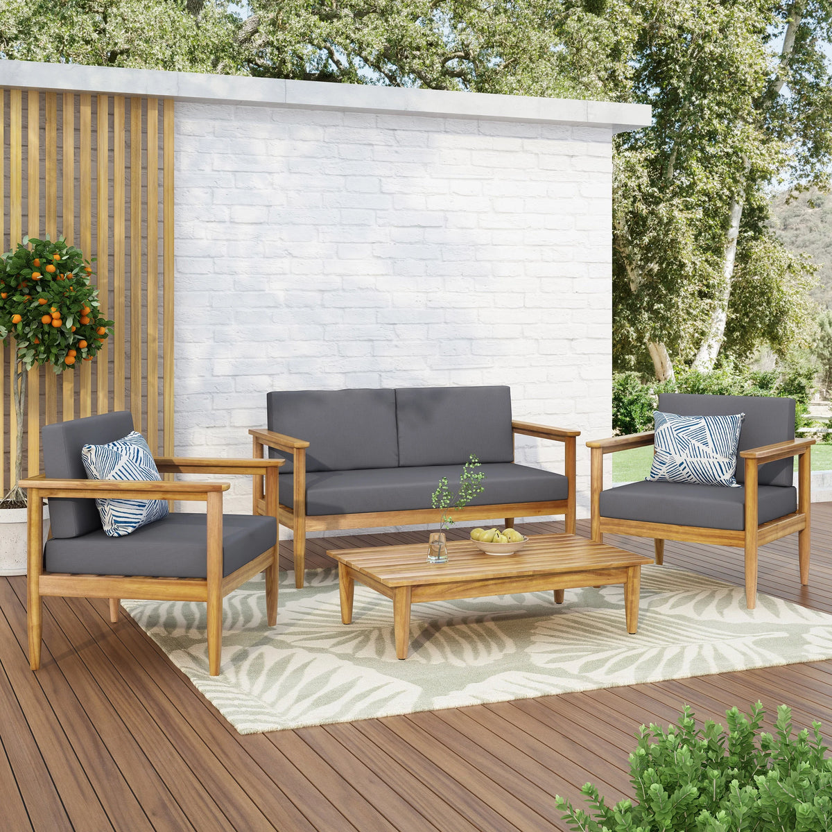 Acacia Wood 4 Seater Chat Set W887981