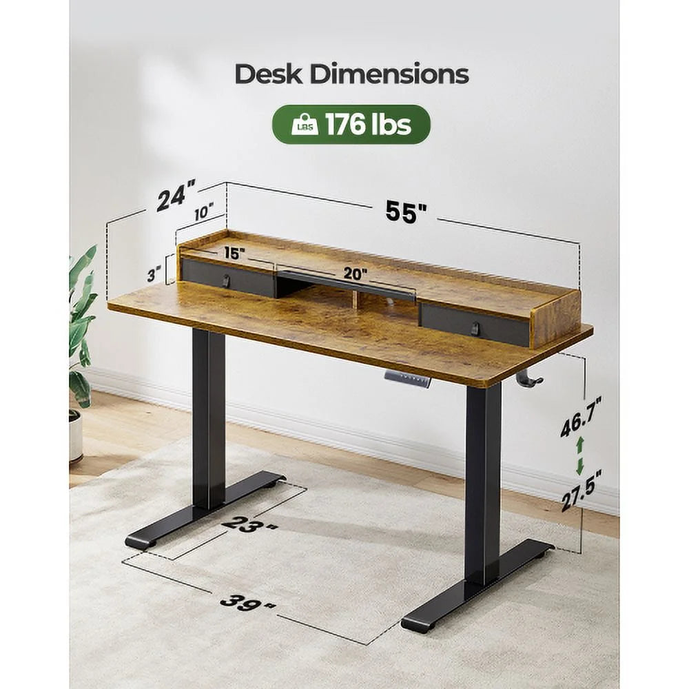 Adjustable Height Electric Standing Desk 55 x 24 Inches S597003