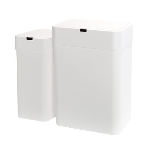2 Pack Automatic Motion Sensor Trash Can, 2.5 Gallon + 4 Gallon White W693