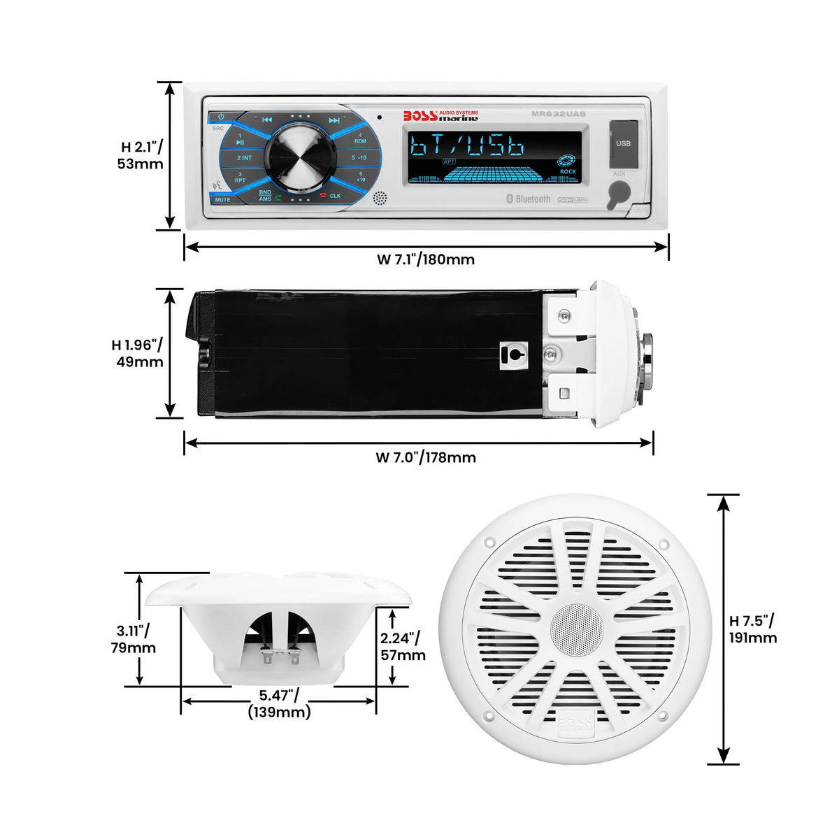 6.5 Inch Marine Speakers and AM/FM Receiver Q5582