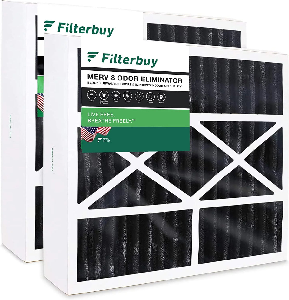 16x25x5 MERV 8 Pleated HVAC Air Filters with Activated Carbon 2-Pack M2400